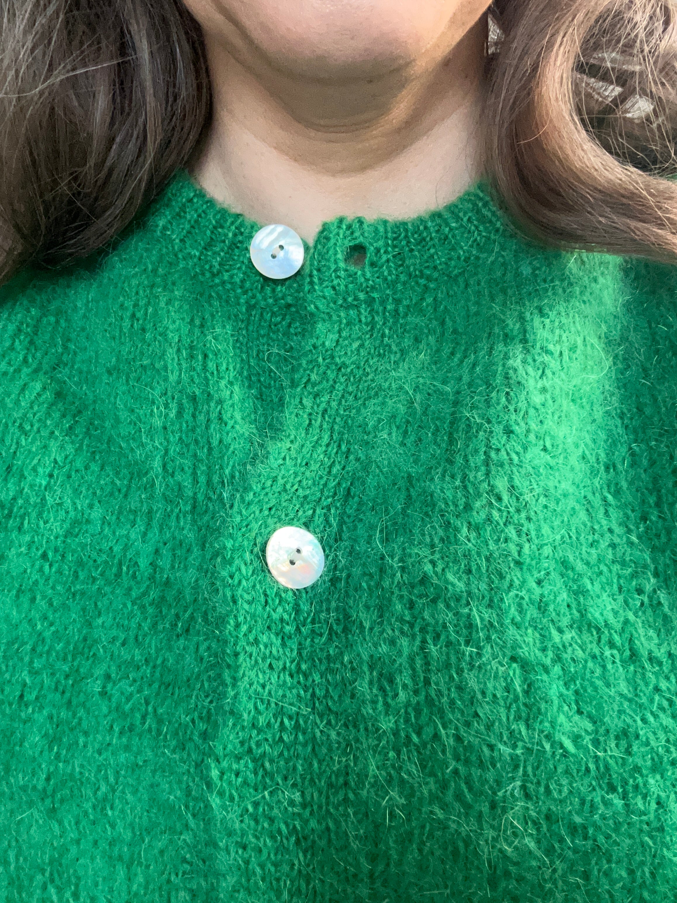 Strickjacke Cardigan - Knallgrün