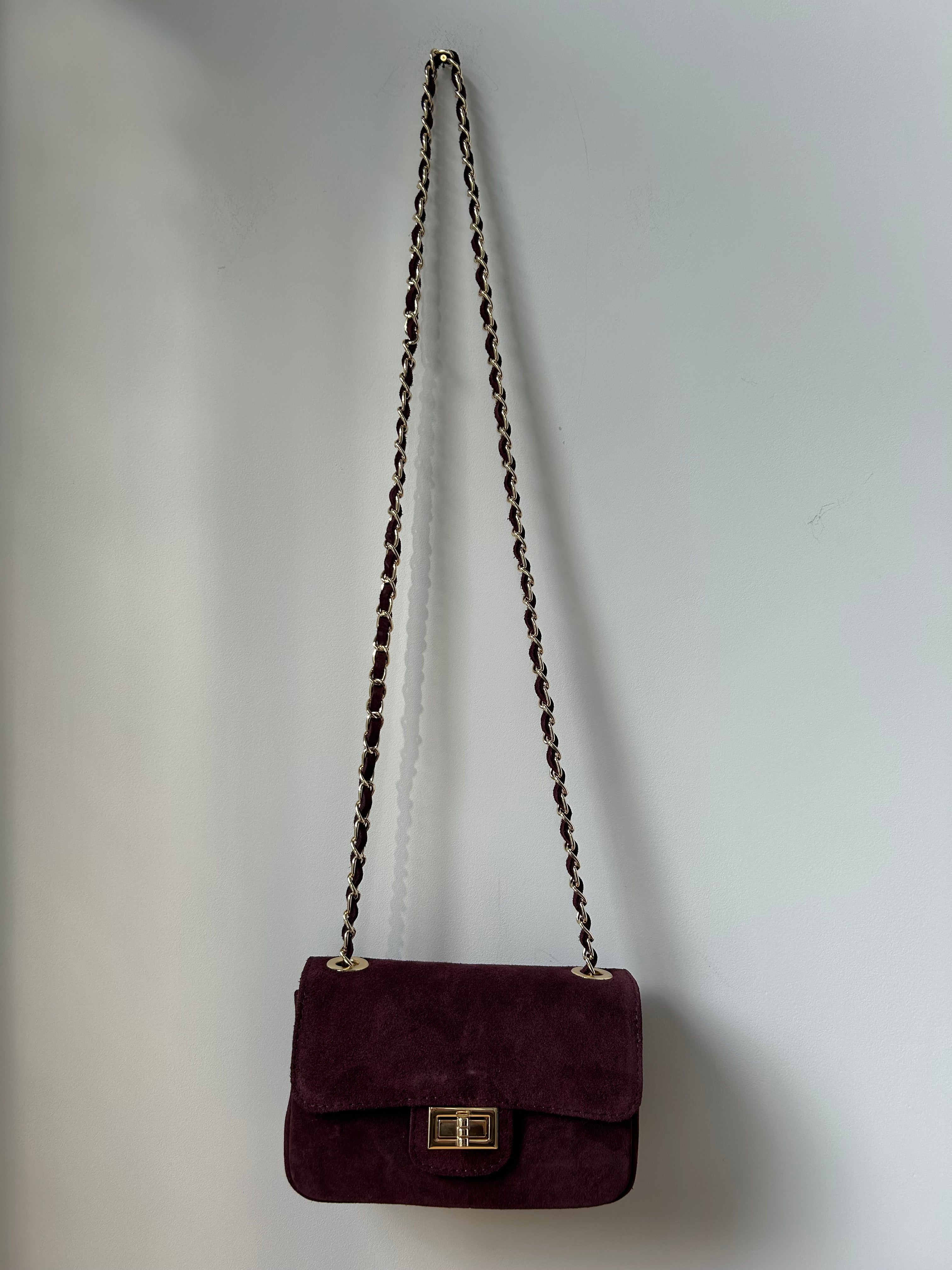 kleine Handtasche aus Wildleder - burgundy