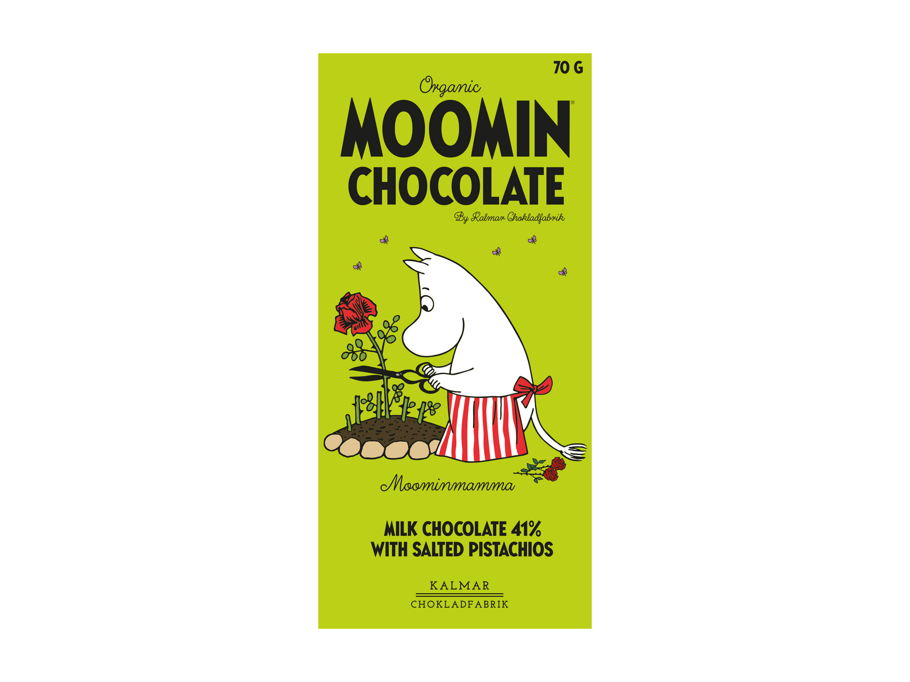 Mumin-Schokolade Moominmamma – Vollmilchschokolade mit Pistazie und Salz 70 g
