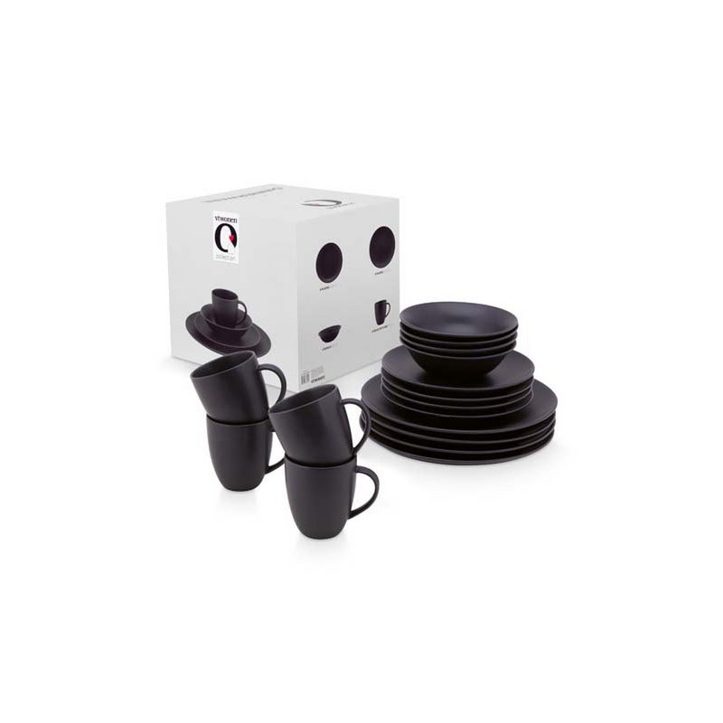 Geschirr-Set 16 Teile Raw Matt Black