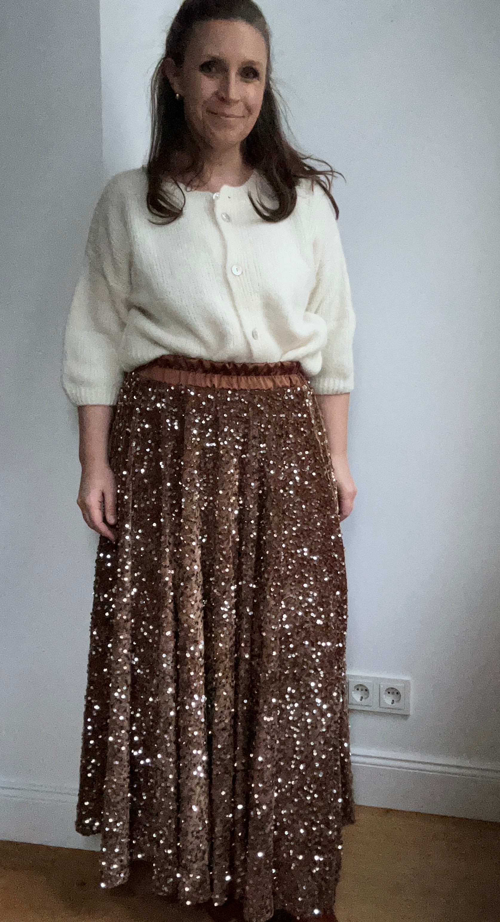 Paillettenrock braun