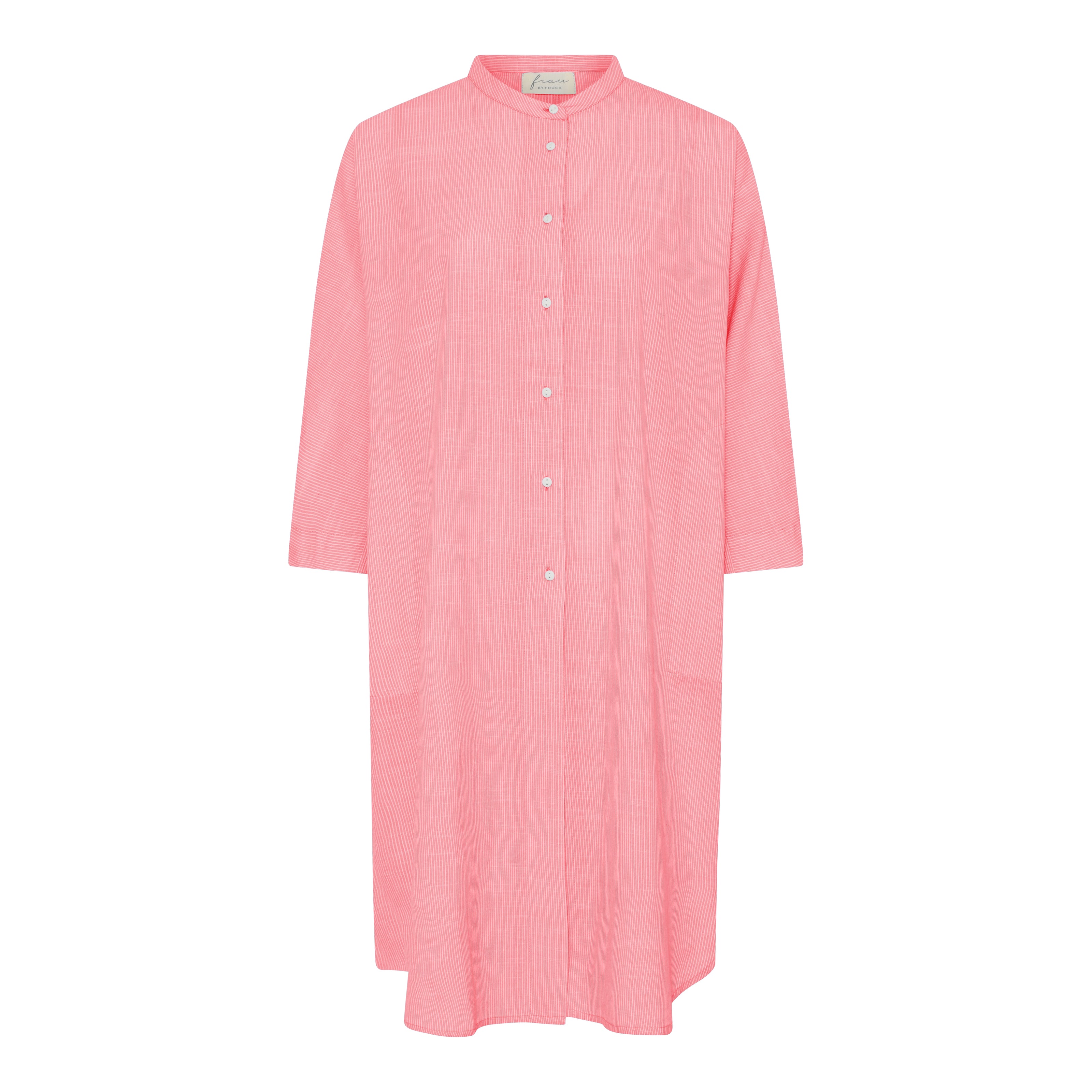 Blusenkleid Seoul - Hot Coral Stripe / Koralle Gestreift