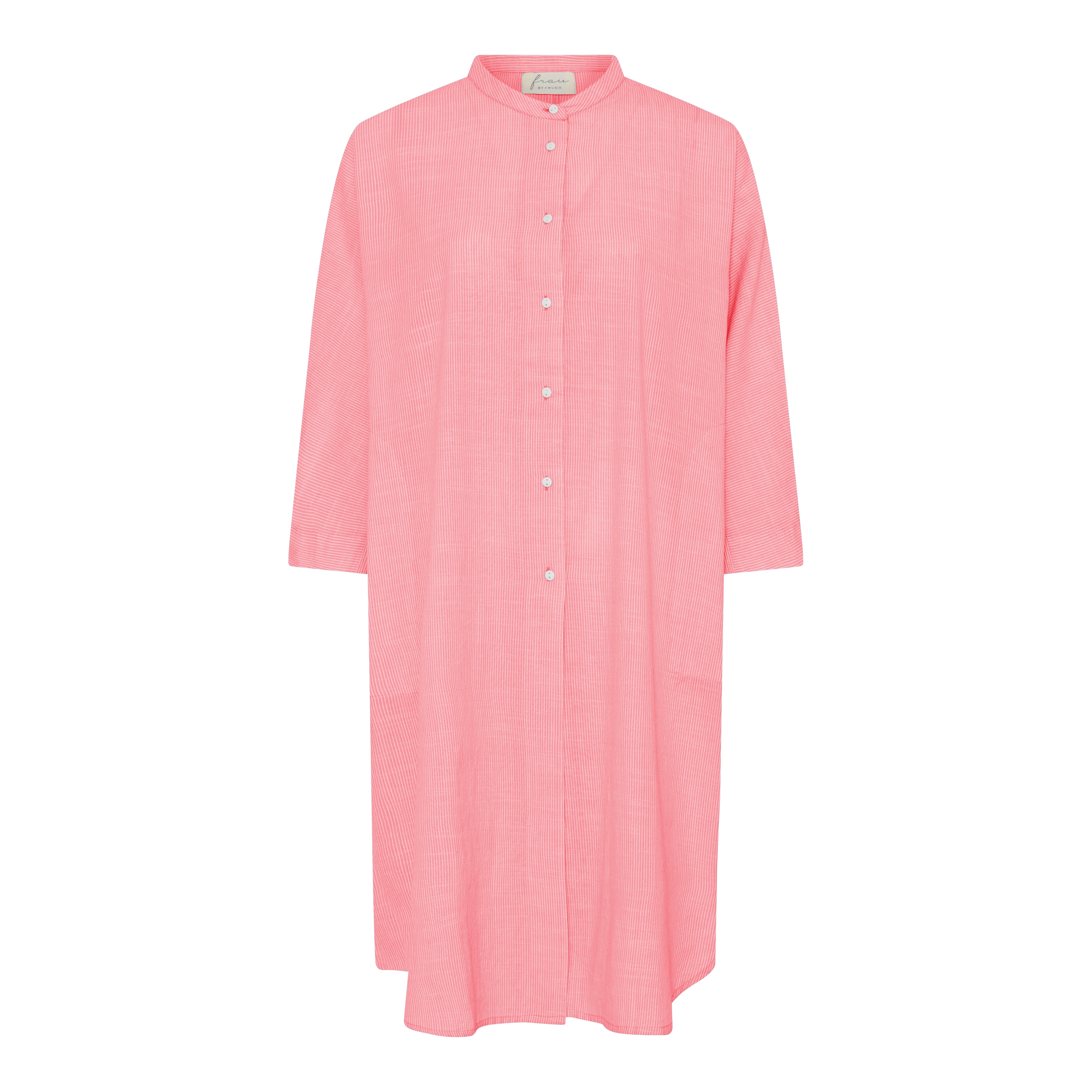 Blusenkleid Seoul - Hot Coral Stripe / Koralle Gestreift
