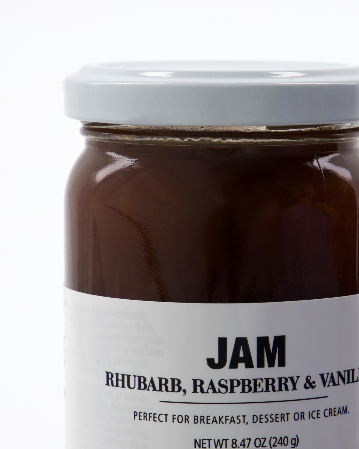 Marmelade Rhabarber, Himbeere & Vanille 240g