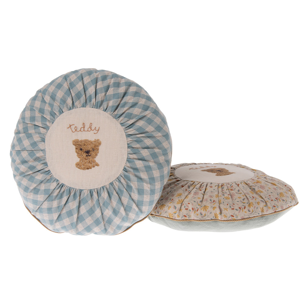 Rundes Kissen - Teddy kariert