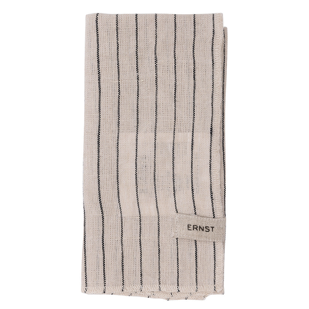 Stoffserviette - schwarz / beige gestreift 2er Set