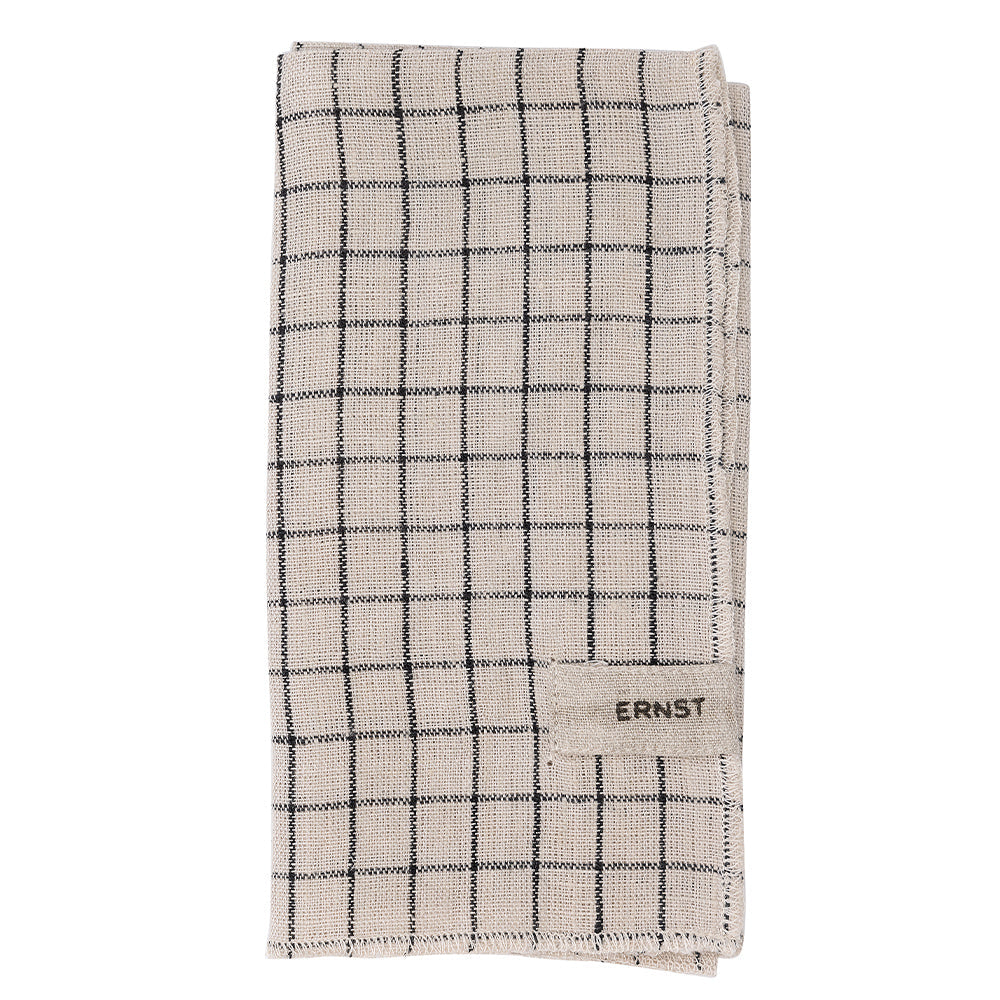 Stoffserviette - schwarz / beige kariert 2er Set