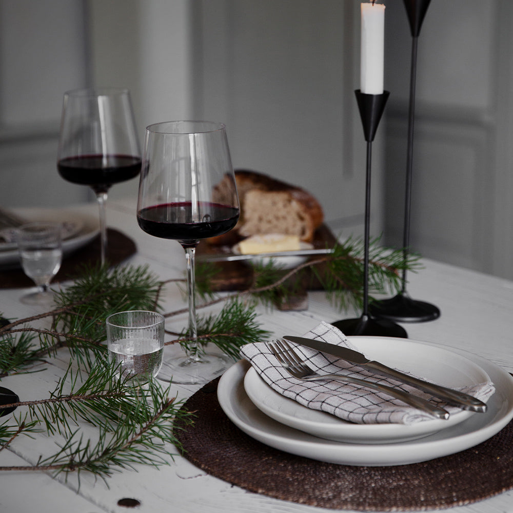 Stoffserviette - schwarz / beige kariert 2er Set