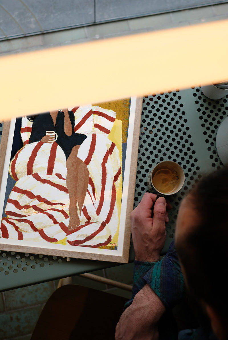 Druck - Hot coffee and book