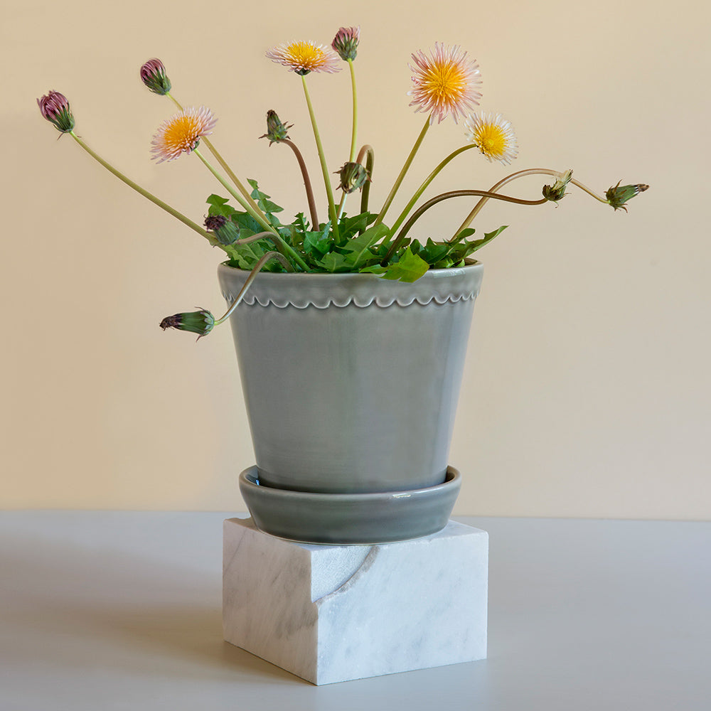 Blumentopf mit Untersetzer  - Helena  pearl grey