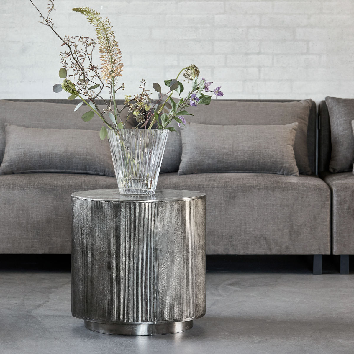 Couchtisch Rota - gebürstetes silber h 50 cm