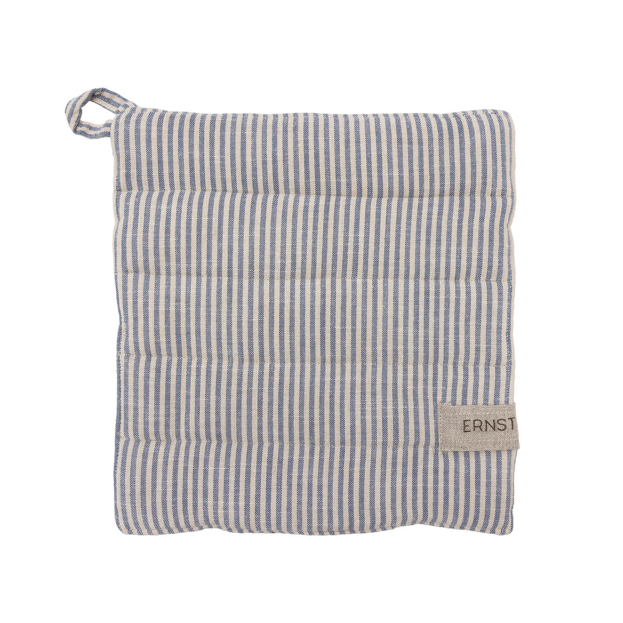 Topflappen - blau/beige gestreift