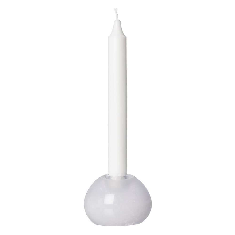 Kugel-Kerzenhalter aus Glas - weiß