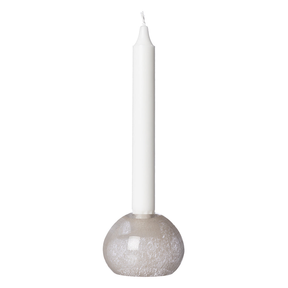 Kugel-Kerzenhalter aus Glas - beige