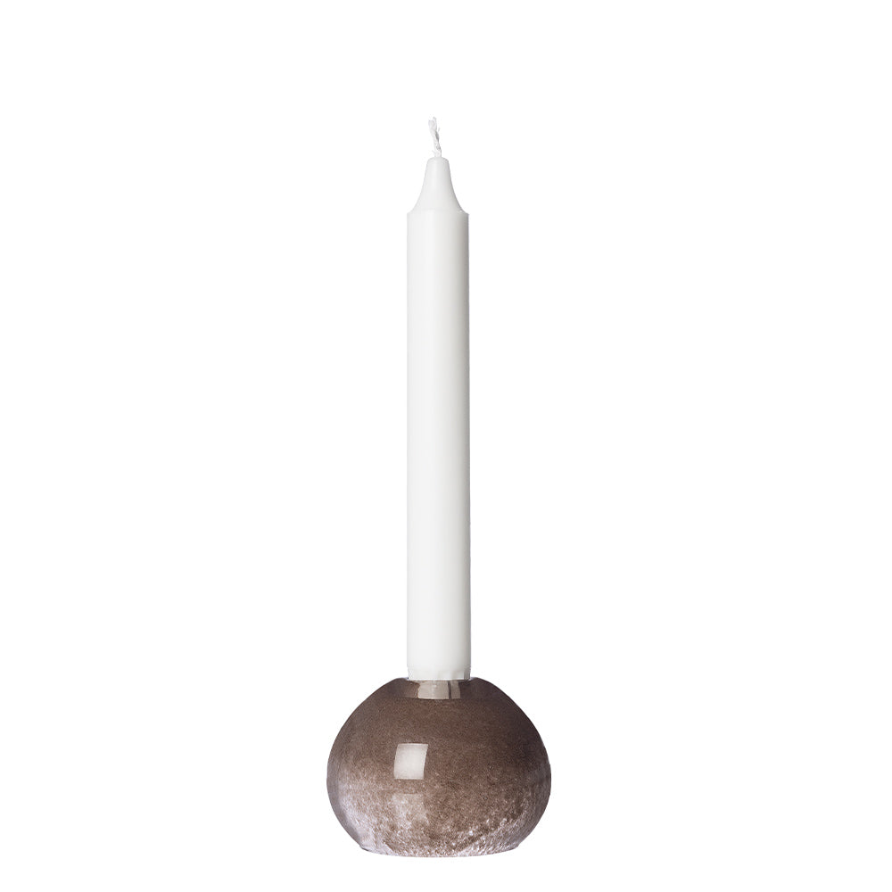 Kugel-Kerzenhalter aus Glas - braun