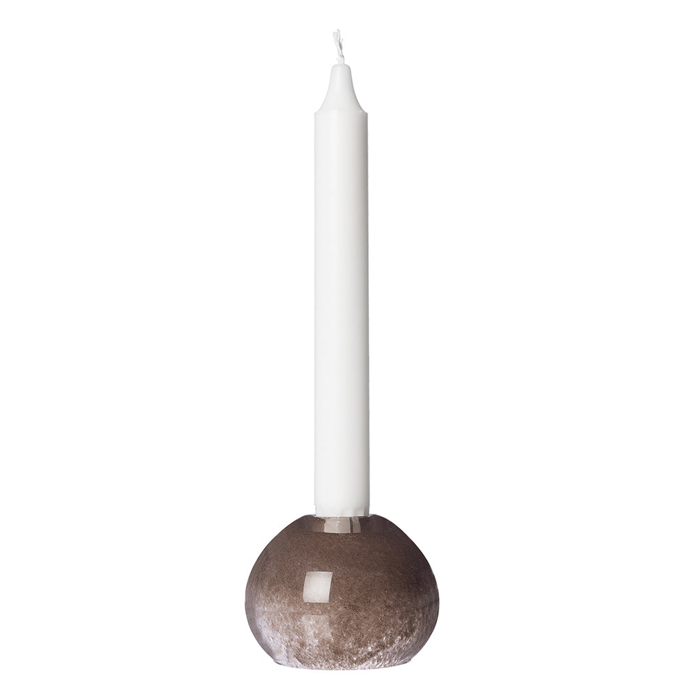 Kugel-Kerzenhalter aus Glas - braun