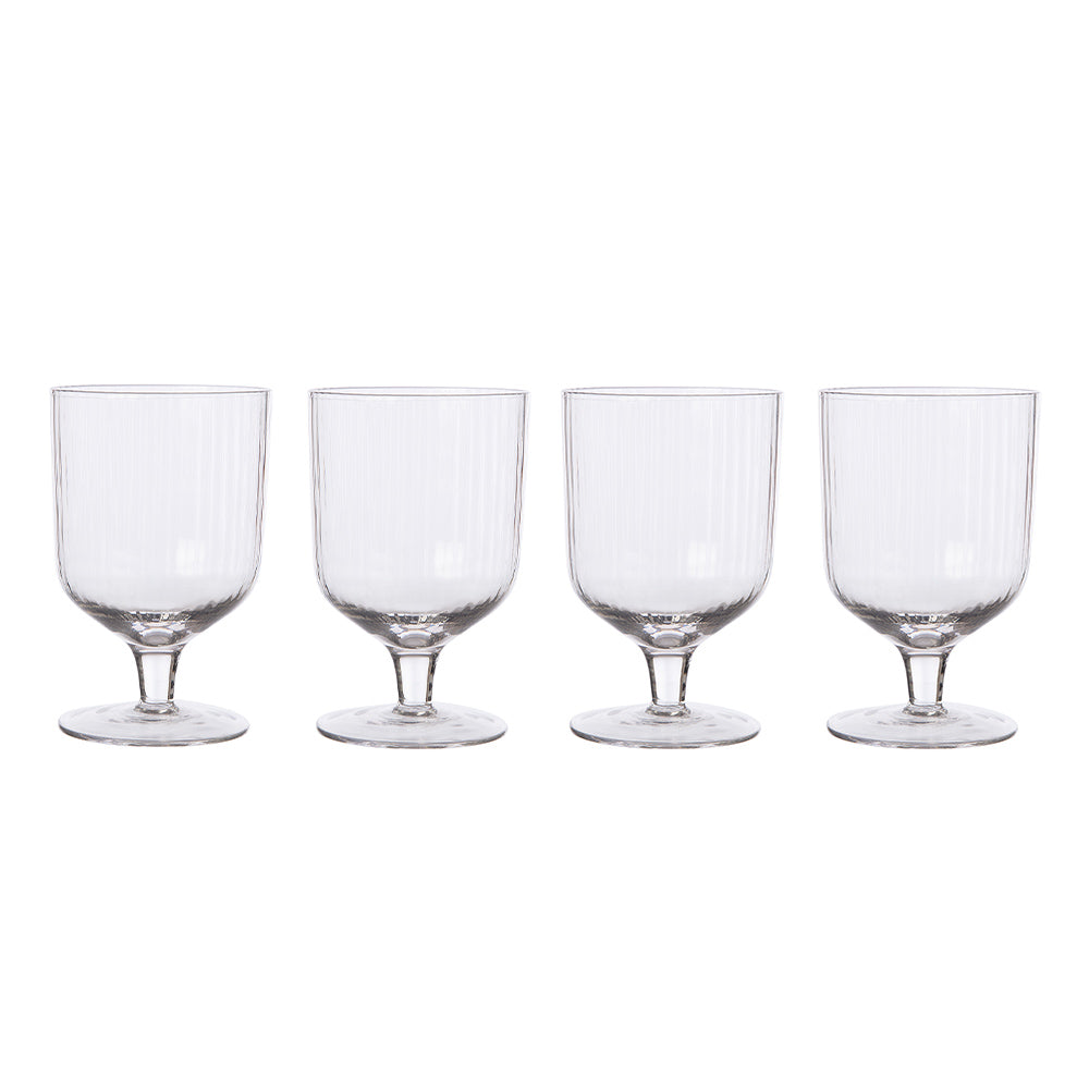 Trinkglas mit Fuß geriffelt - 4er Set