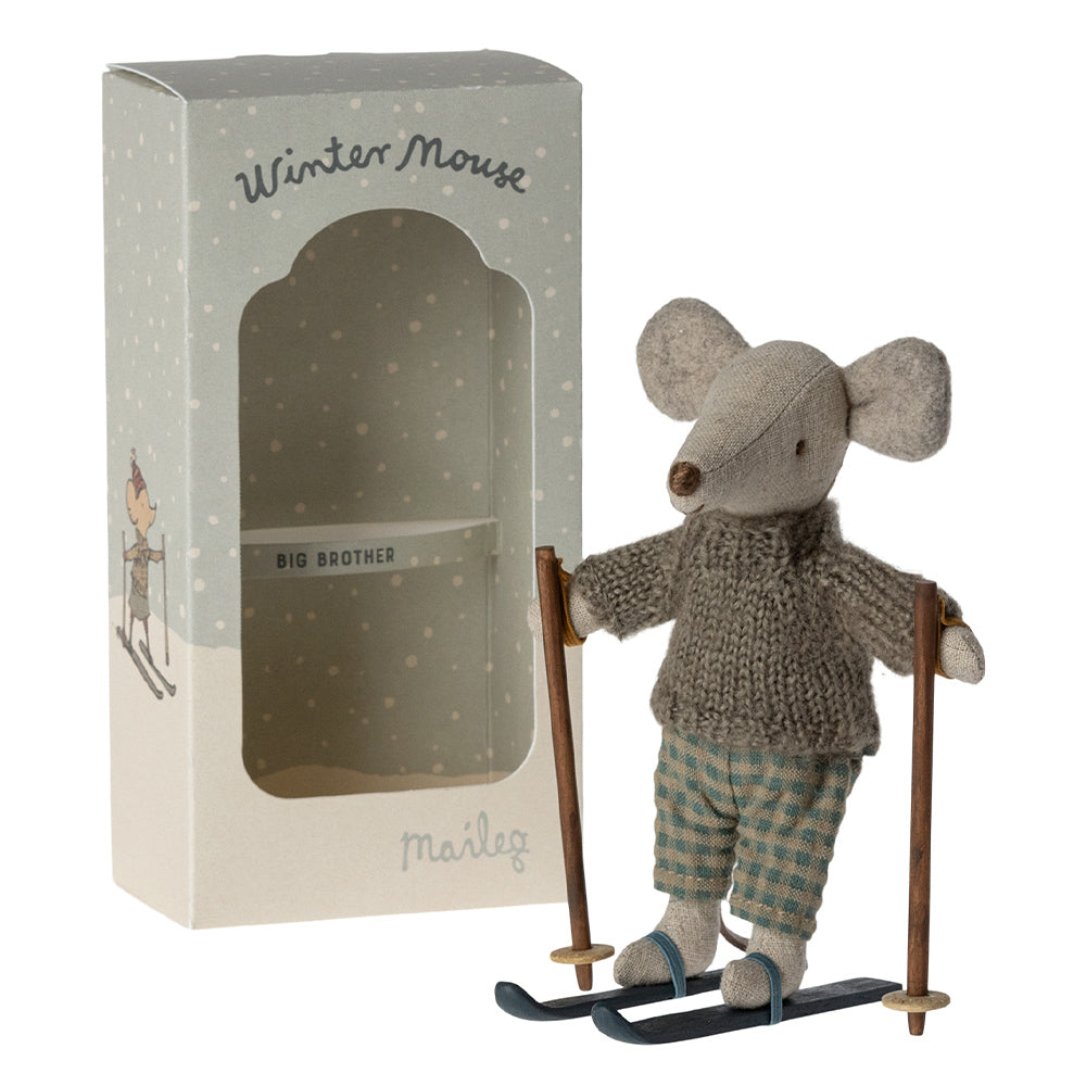 Wintermaus Großer Bruder mit Ski