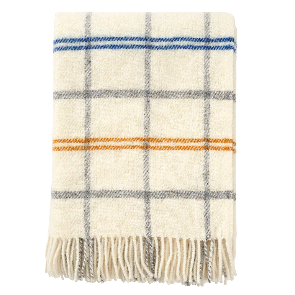 Wolldecke Tartan - white/yellow/blue