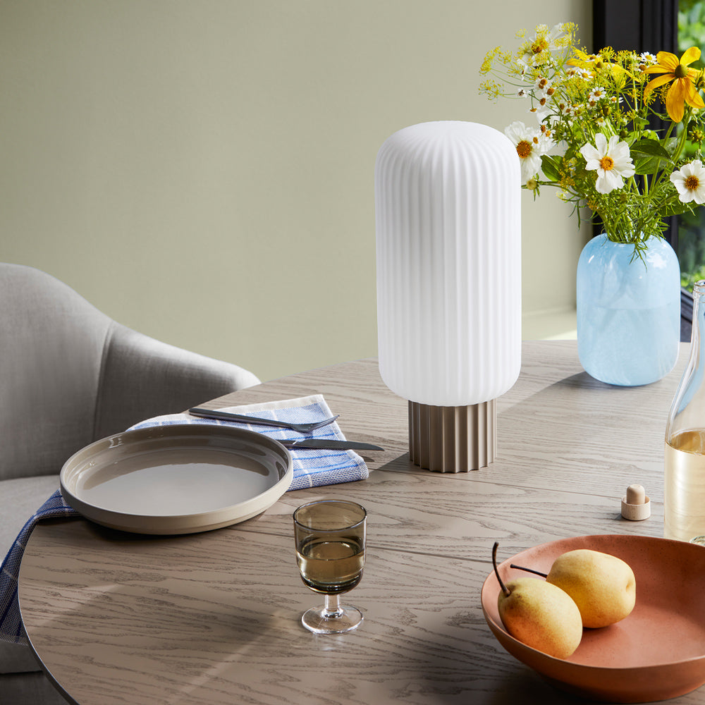 Tischlampe Lolly - weiß/sand 39 cm