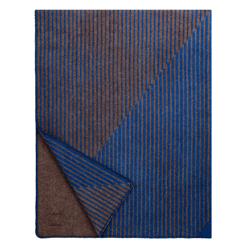 Wolldecke Rinne - blue-brown