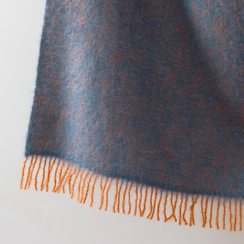 Wolldecke Revontuli - rust-denim blue