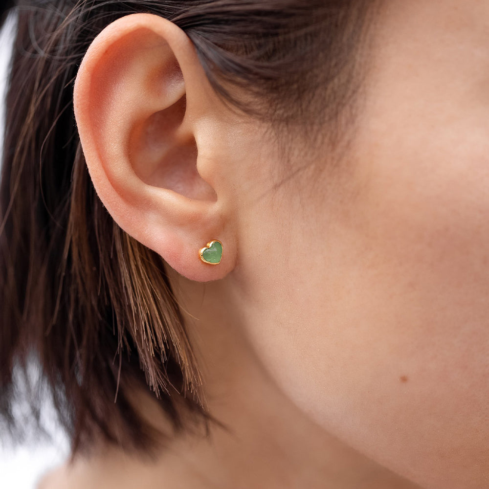 Ohrringe La La Love Stud - gold green jade