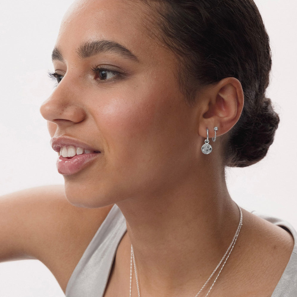 Ohrringe Minimalistica Hammered - silber