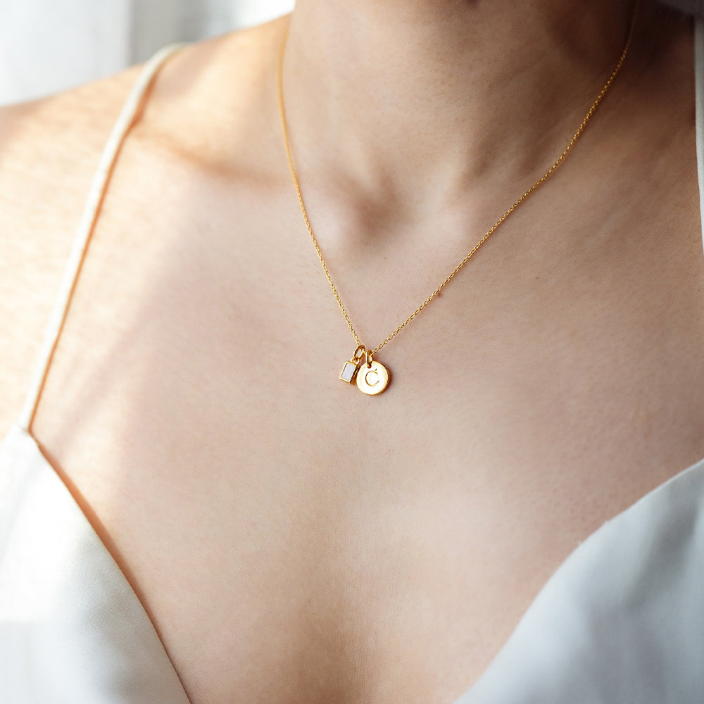 Anhänger Beloved Squared mit Mondstein - gold