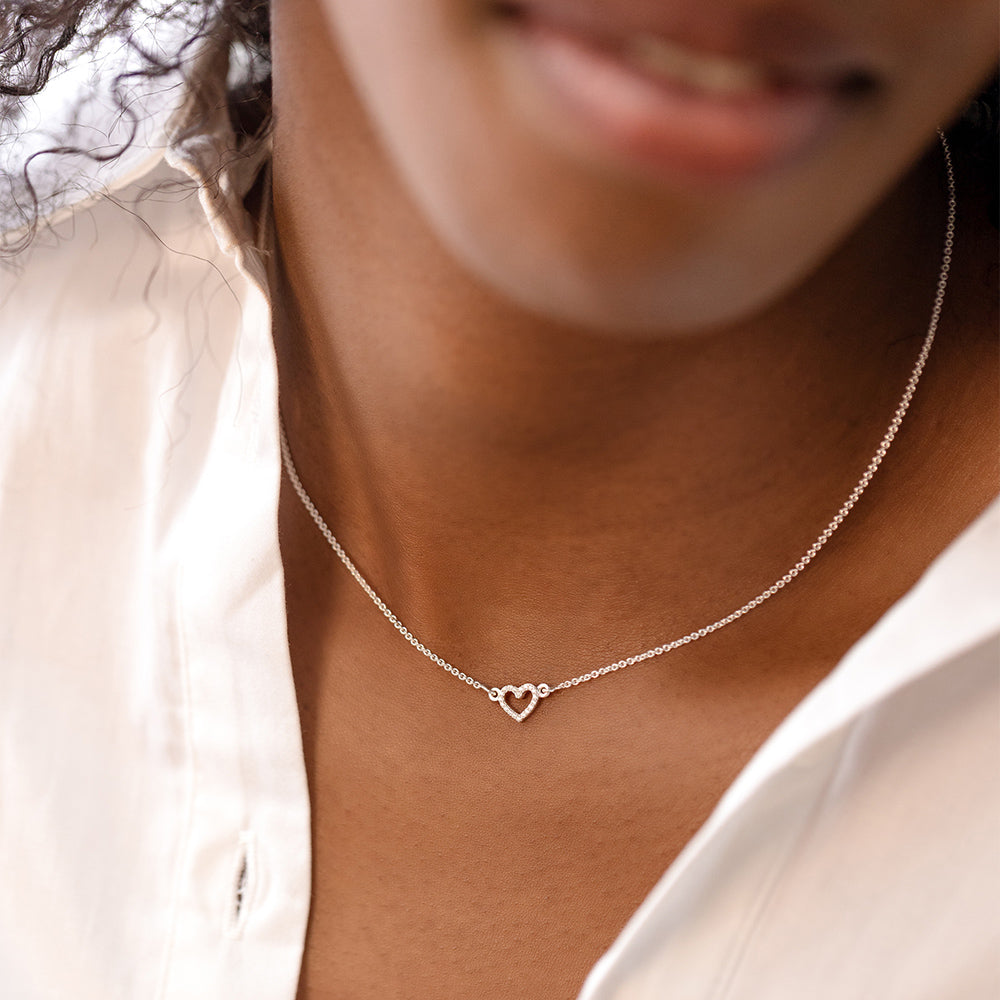 Halskette Stone Heart - silber crystal