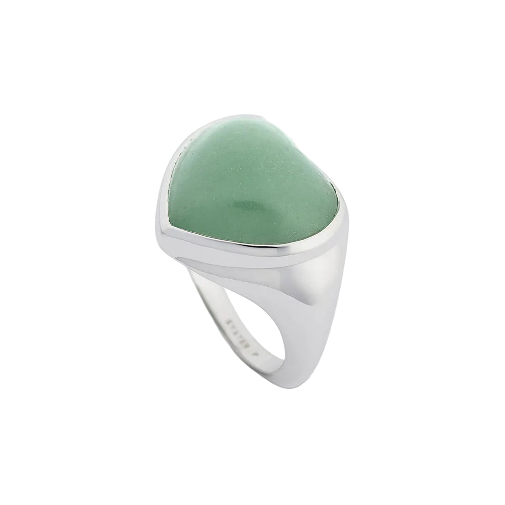 Ring La La Love Big Heart mit Green Jade - silber