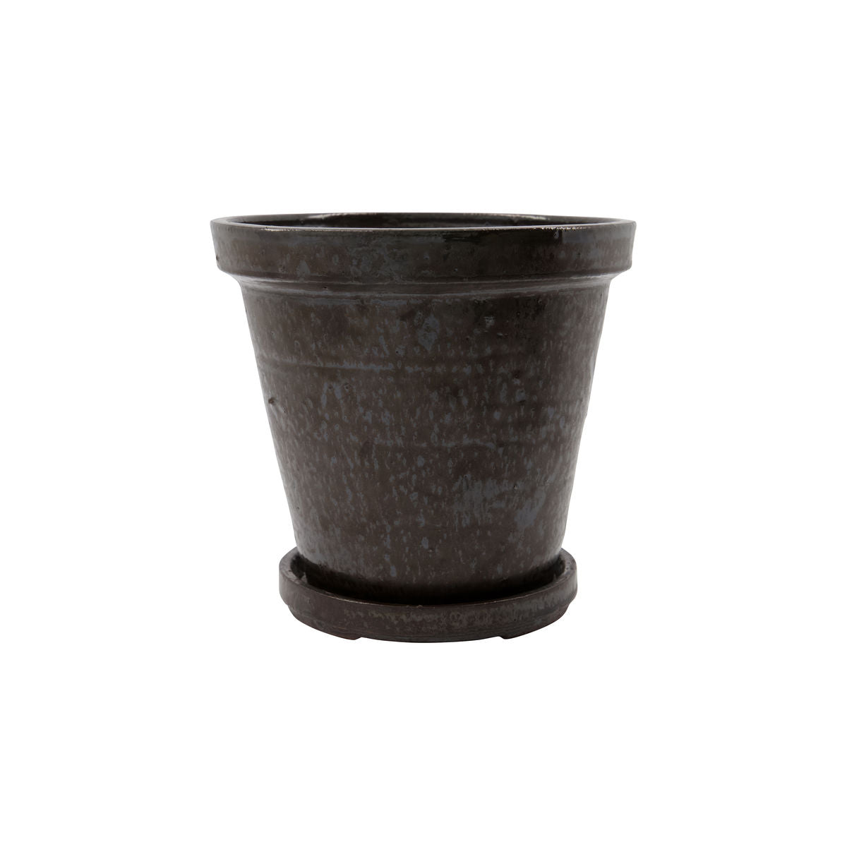 Blumentopf mit Untersetzer Flower M - braun 2er Set