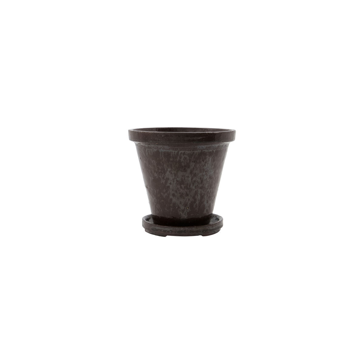 Blumentopf mit Untersetzer Flower M - braun 2er Set