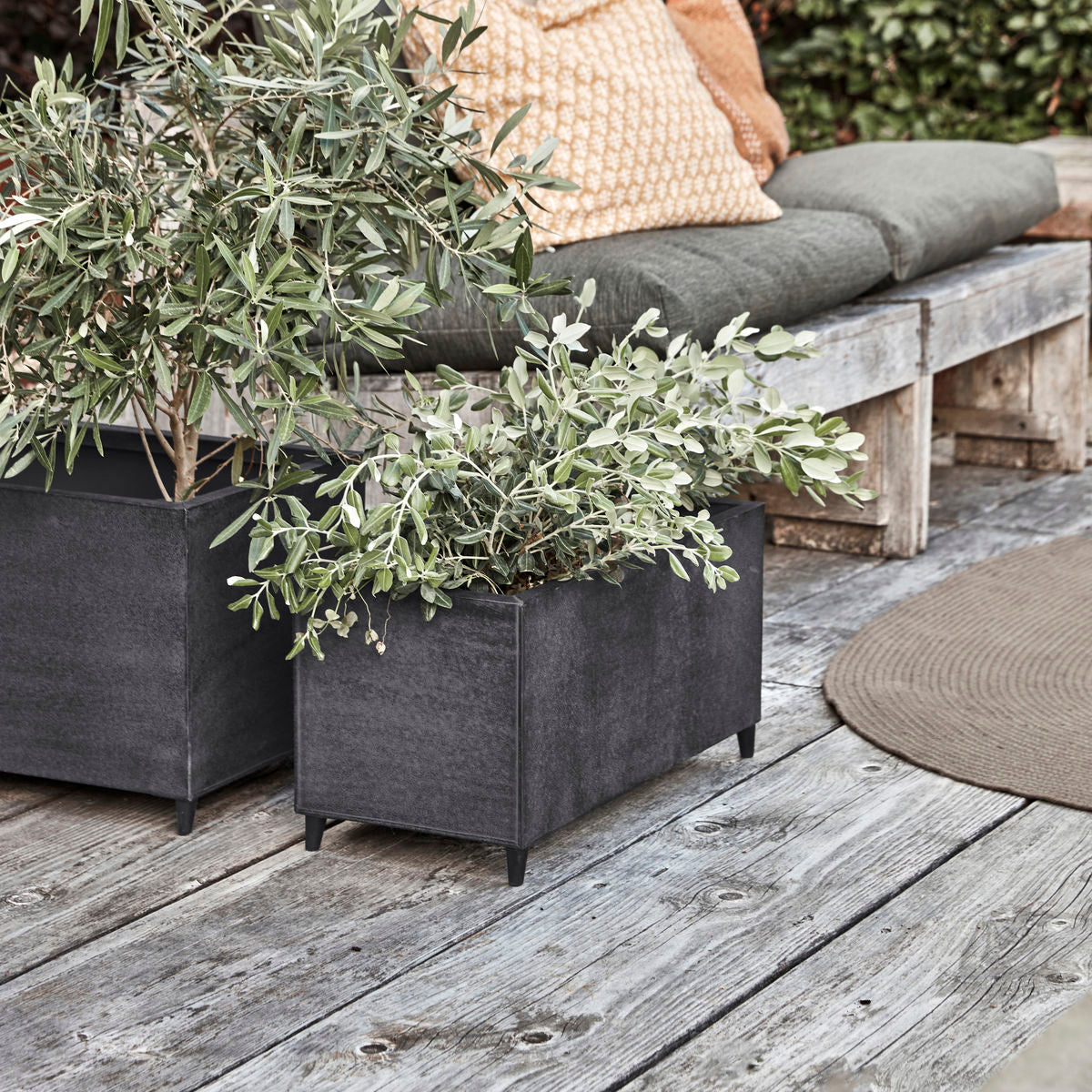 Blumentopf File - grau 2er Set