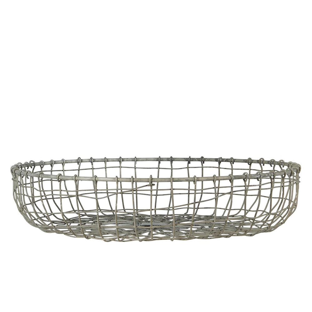 Flacher Drahtkorb - zink Ø 35,5 cm