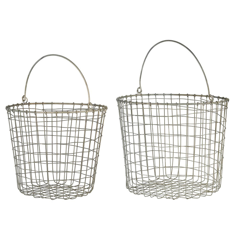 Drahtkorb mit Henkel - zink Ø 32 cm