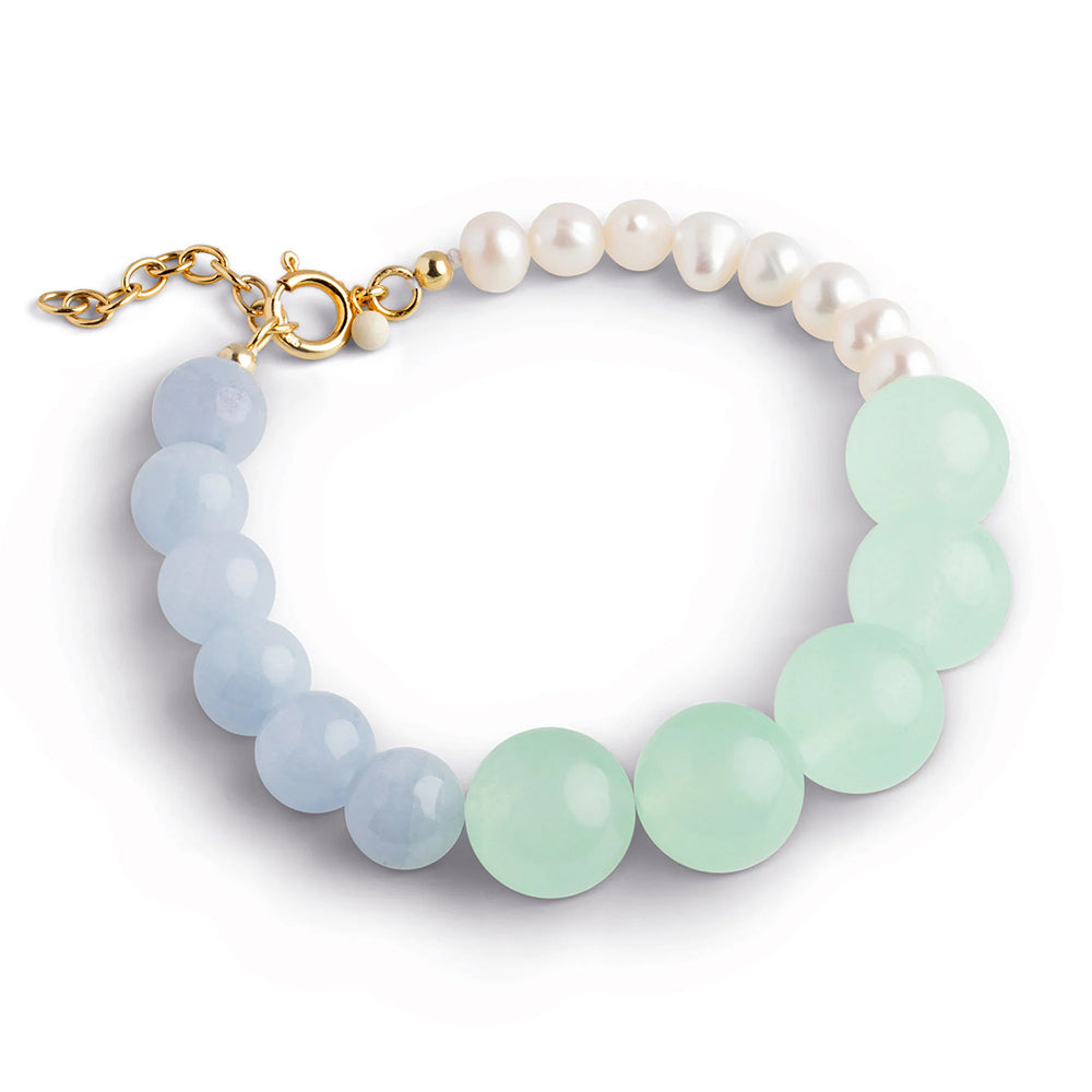 Armband Yara - hellgrün, hellblau & gold