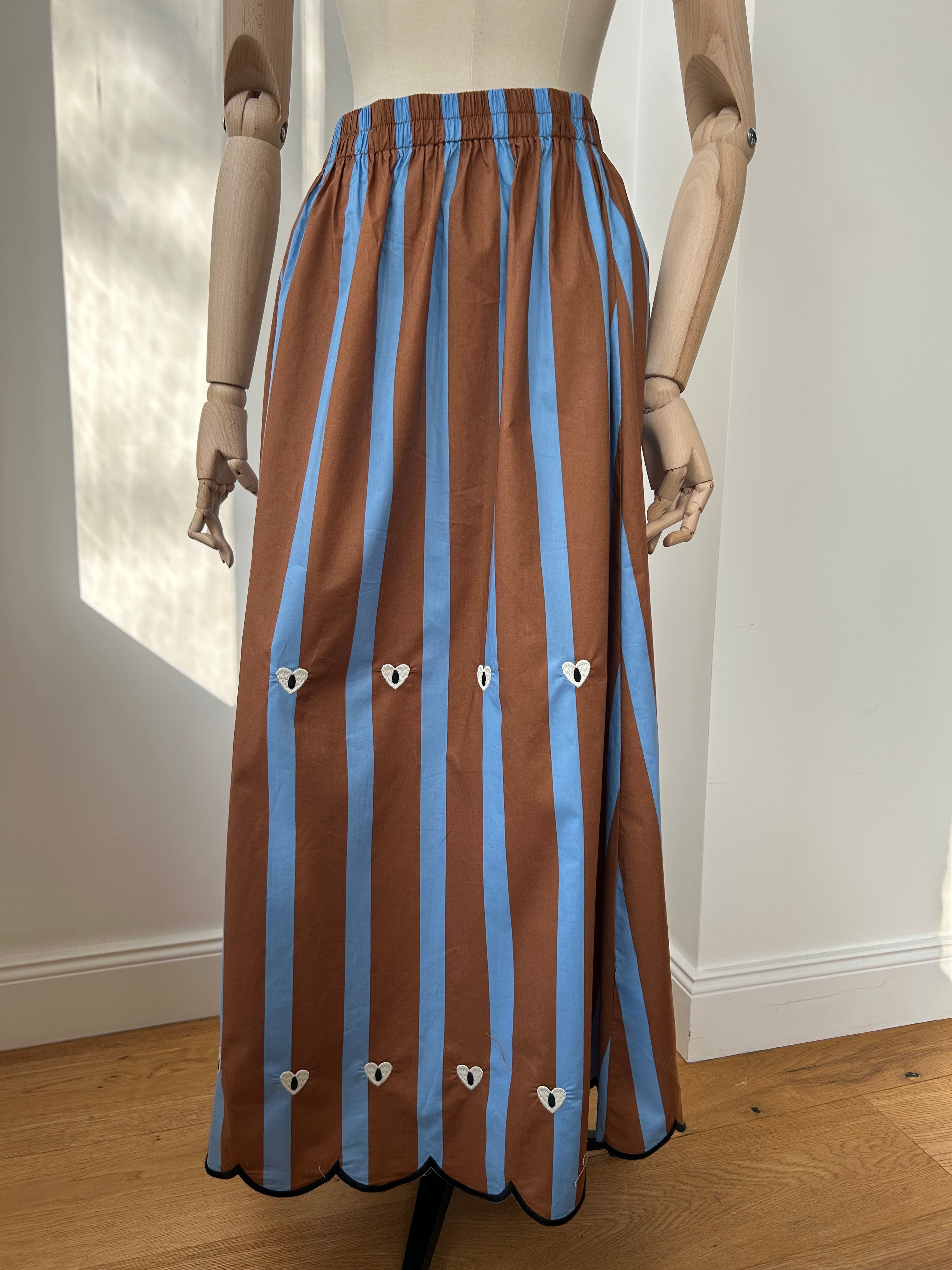 Rock mit Streifen - hellblau & braun