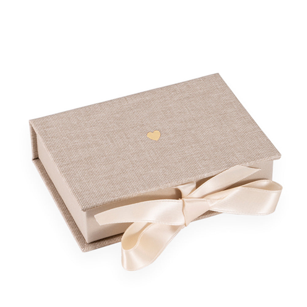 Box mit Satinband Herz - sand brown