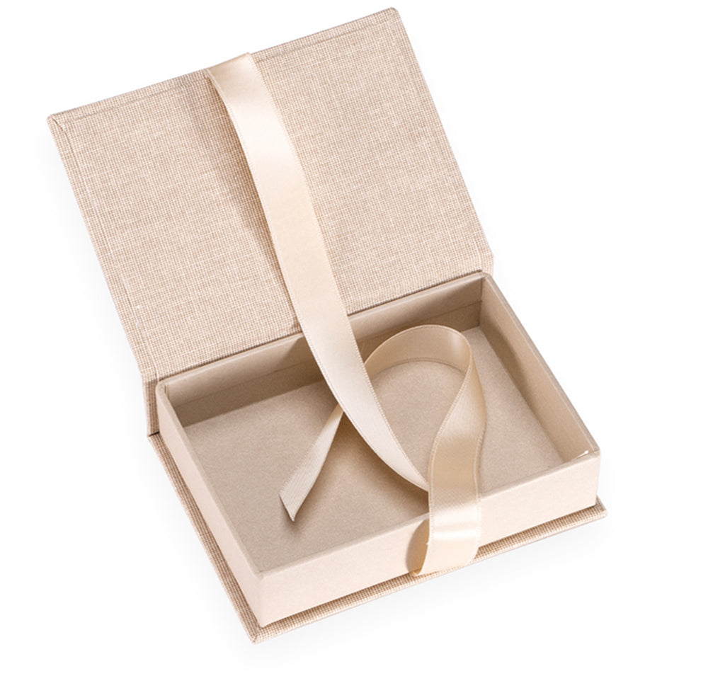 Box mit Satinband Herz - sand brown