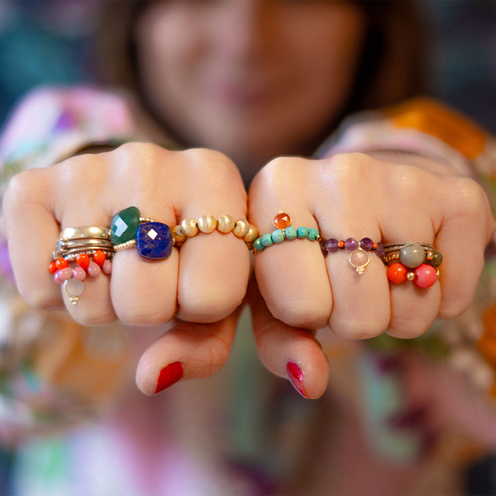 Ring Teardrop - blue/gold