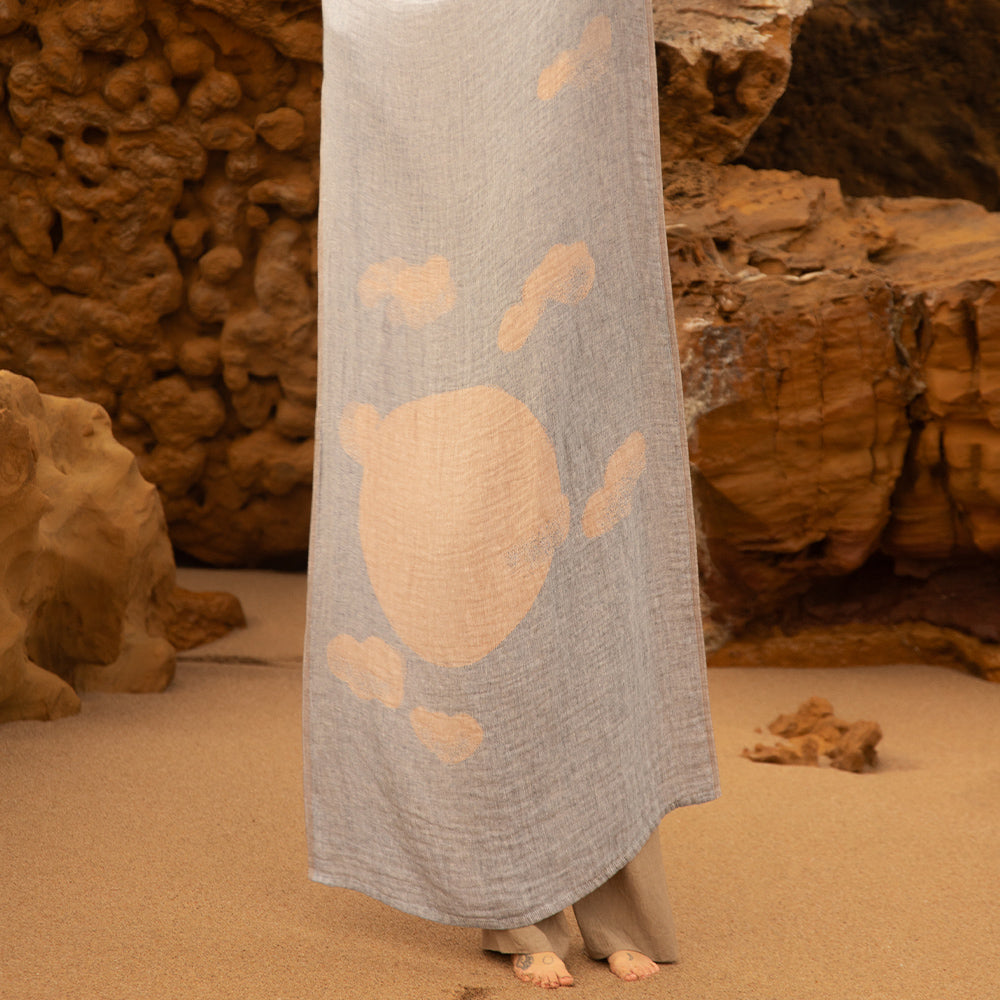 Strandtuch aus Leinen HIETSU - cinnamon-blue