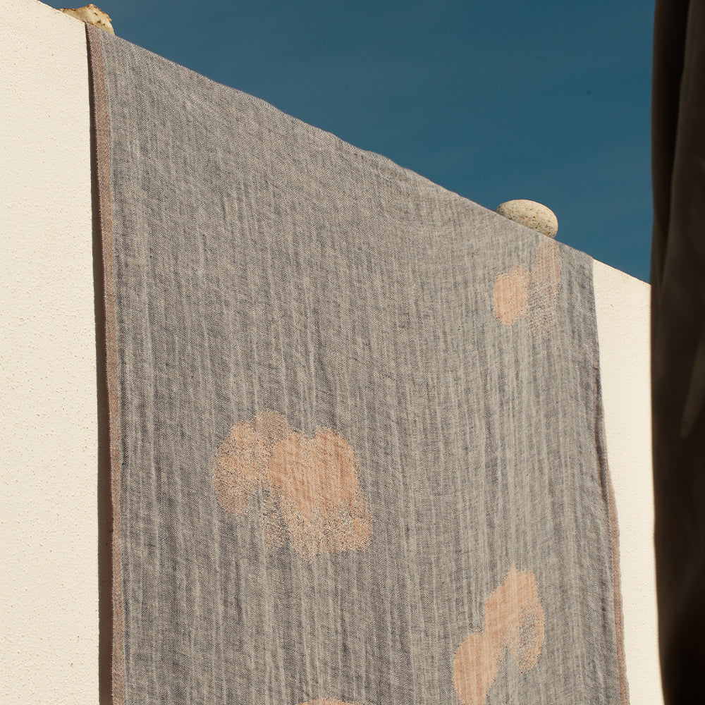 Strandtuch aus Leinen HIETSU - cinnamon-blue