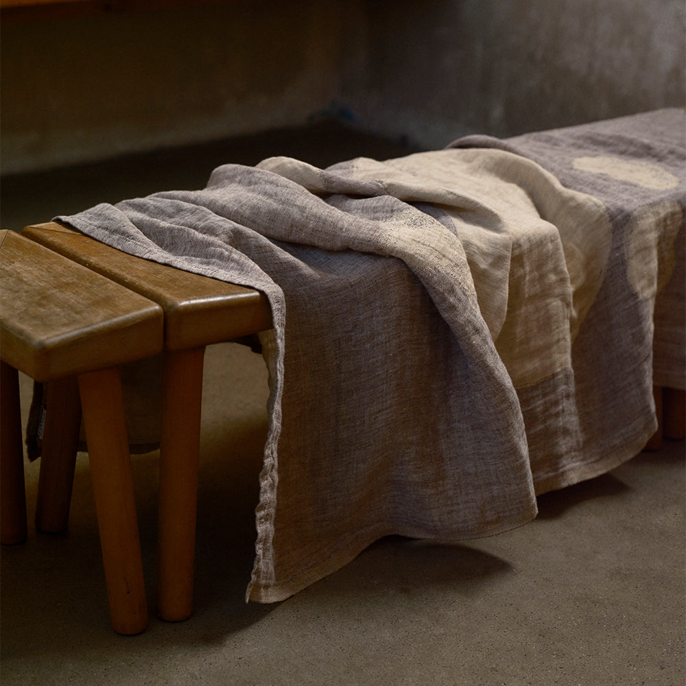 Strandtuch aus Leinen HIETSU - cinnamon-blue