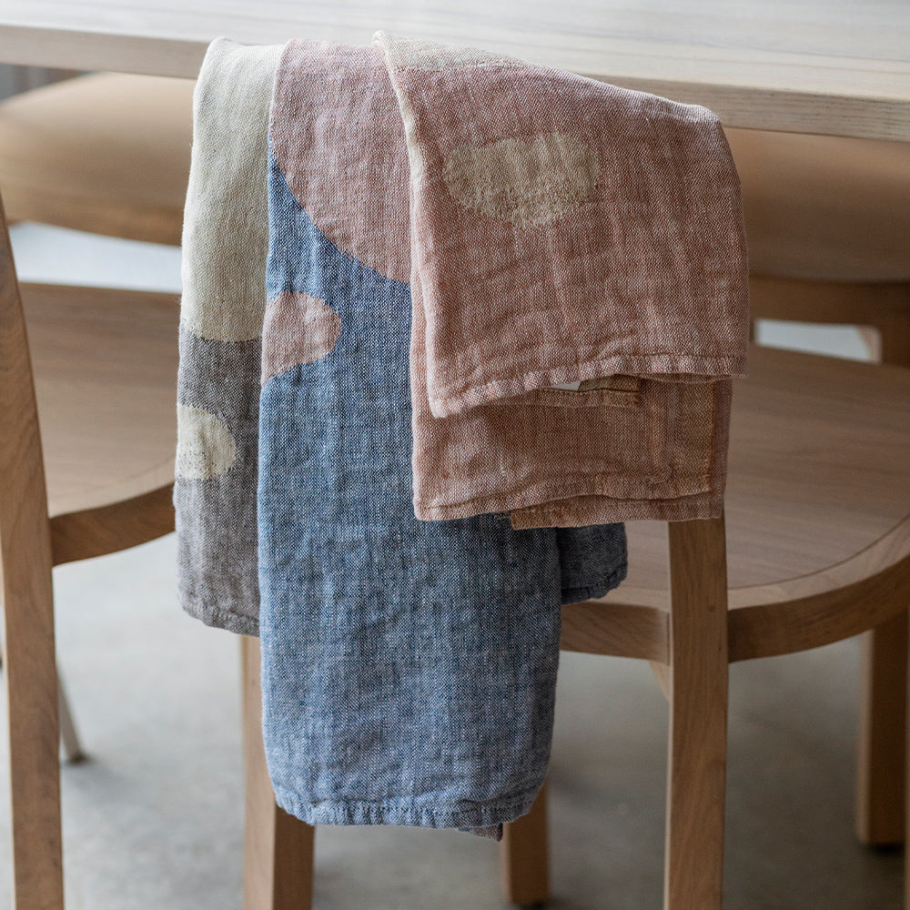 Strandtuch aus Leinen HIETSU - cinnamon-blue