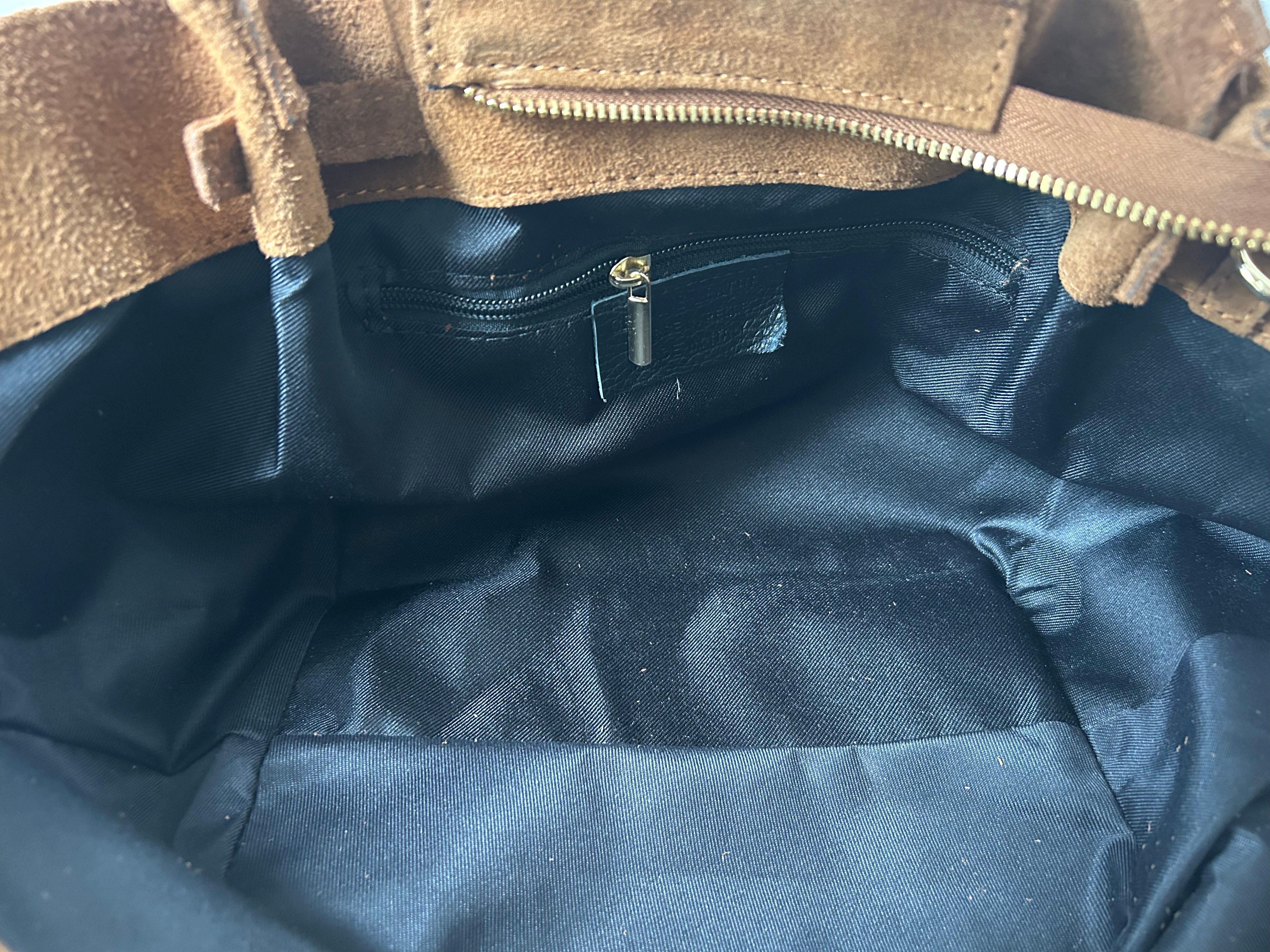 große Handtasche aus Wildleder - camel