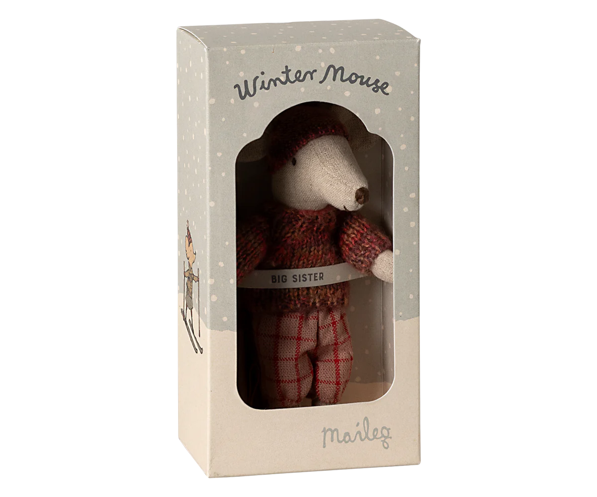 Wintermaus mit Skiset, Große Schwester - rose