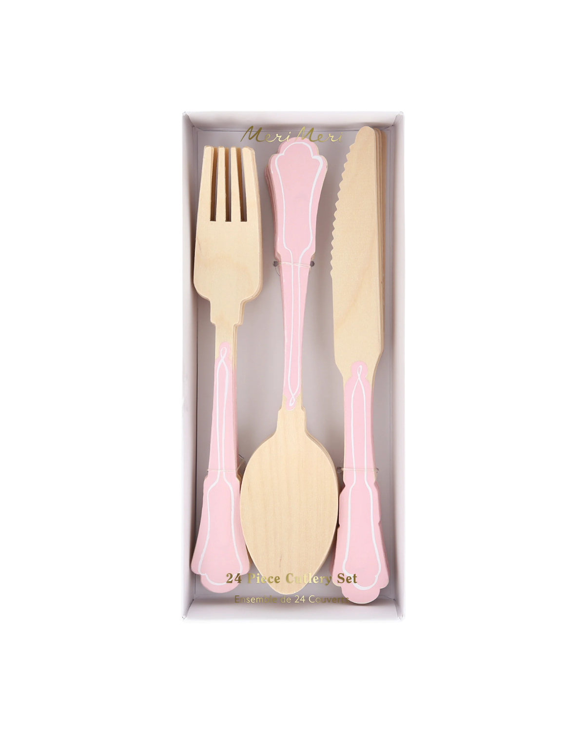 Holzbesteck-Set aus Birkenholz - Rosa (24-teilig)