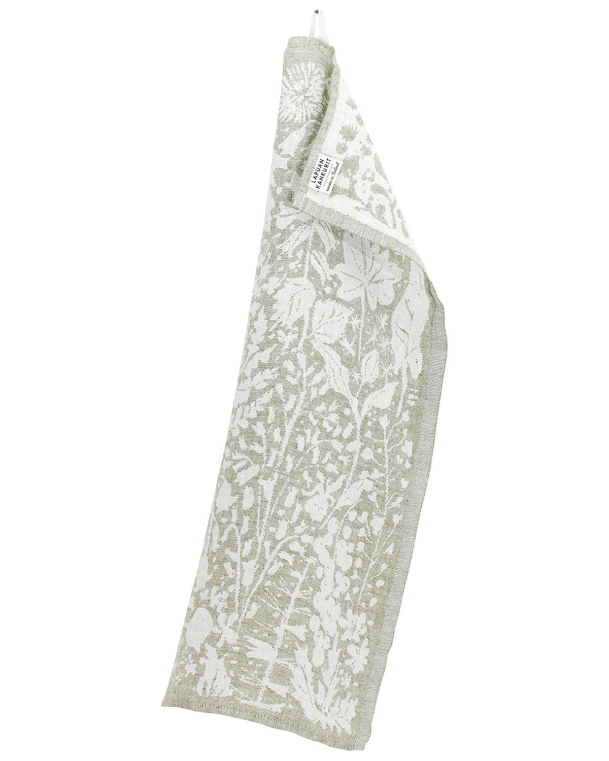 Leinen-Handtuch VILLIYRTIT - White-Olive (48 x 70 cm)