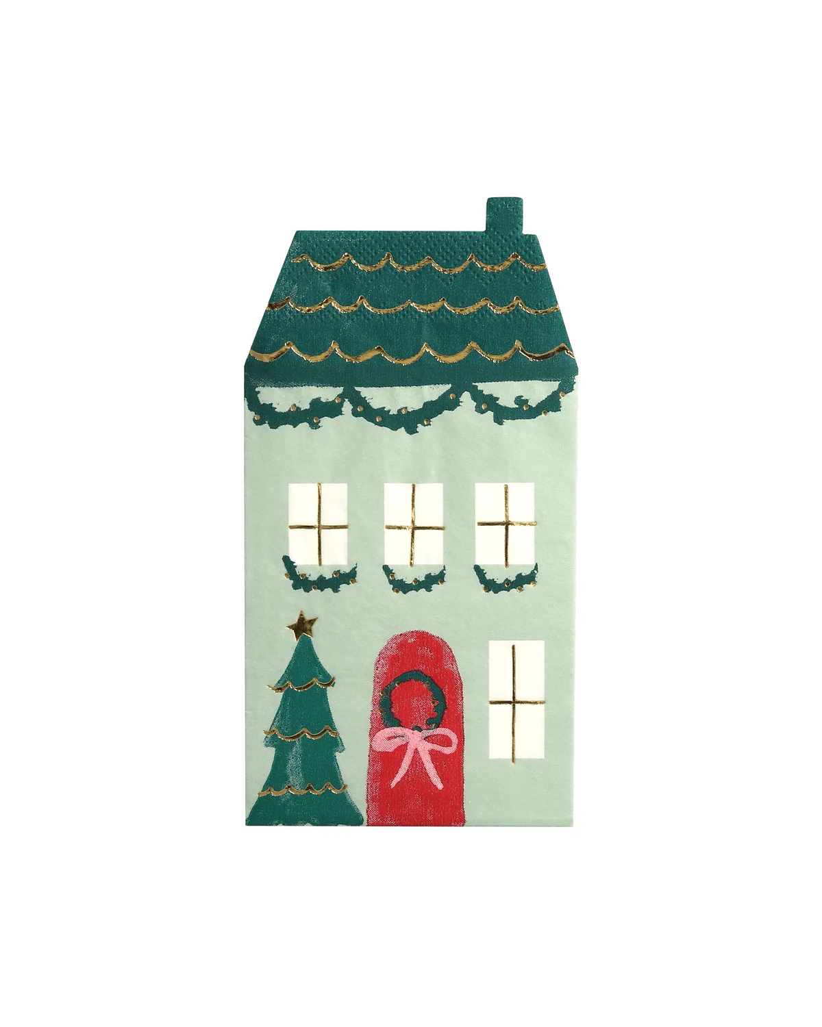 Servietten Weihnachts-Haus mit Goldfolie - 16 Stück